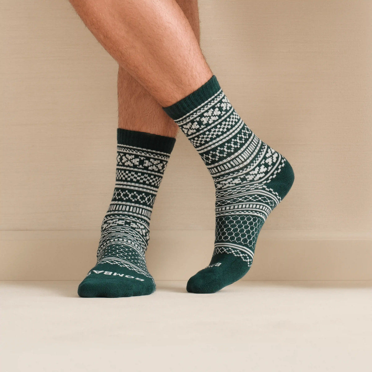 Men's Fair Isle Half Calf Sock 2-Pack Ornament Gift Box