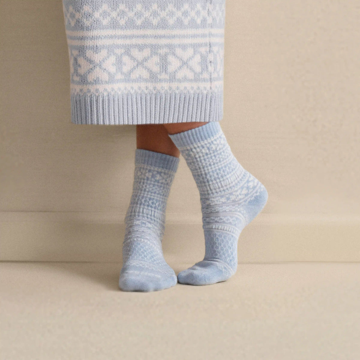 Women's Fair Isle Half Calf Sock 2-Pack Ornament Gift Box