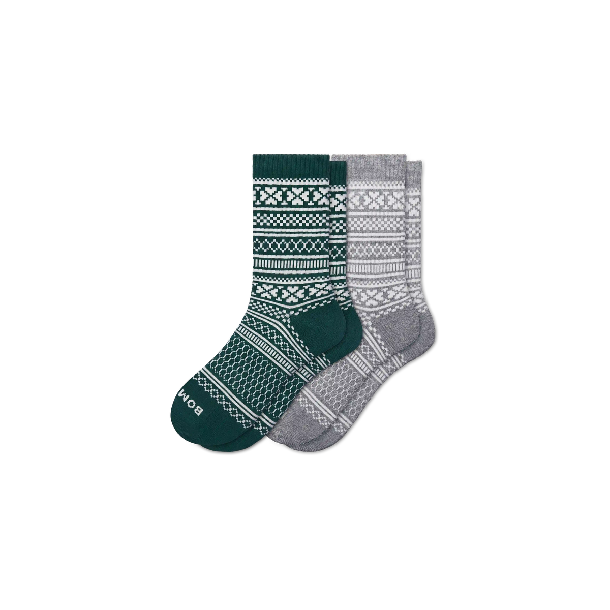 Men's Fair Isle Half Calf Sock 2-Pack Ornament Gift Box