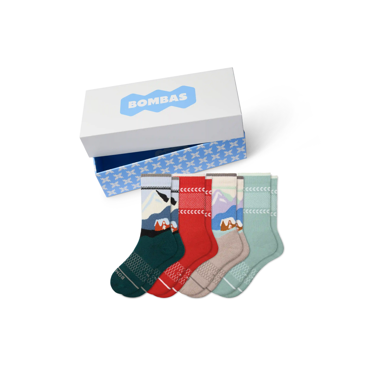 Youth Merino Wool Blend Calf Sock 4-Pack Gift Box