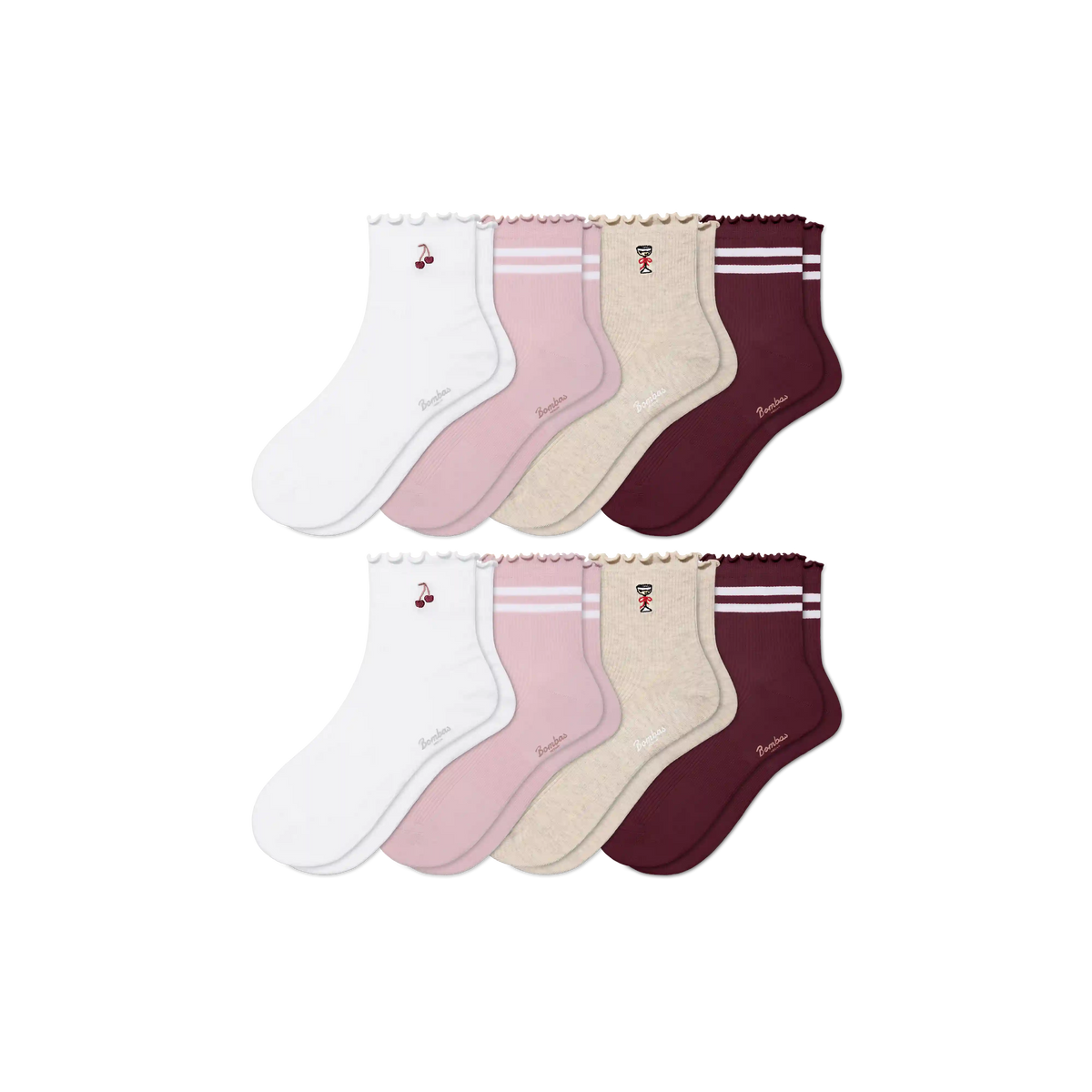 Women's Ruffle Rib Quarter Sock 8-Pack