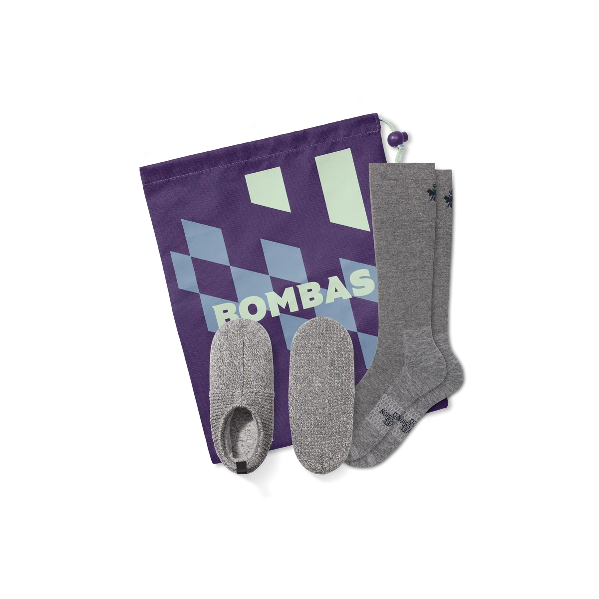 Women's Travel Compression Sock and Gripper Slipper 2-Pack