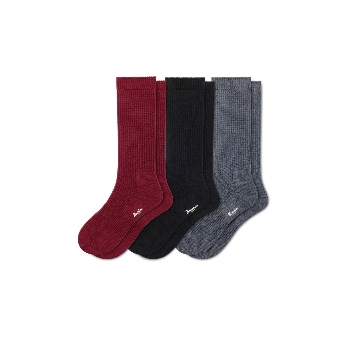 Men's Merino Cashmere Blend Fine Rib Calf Sock 3-Pack
