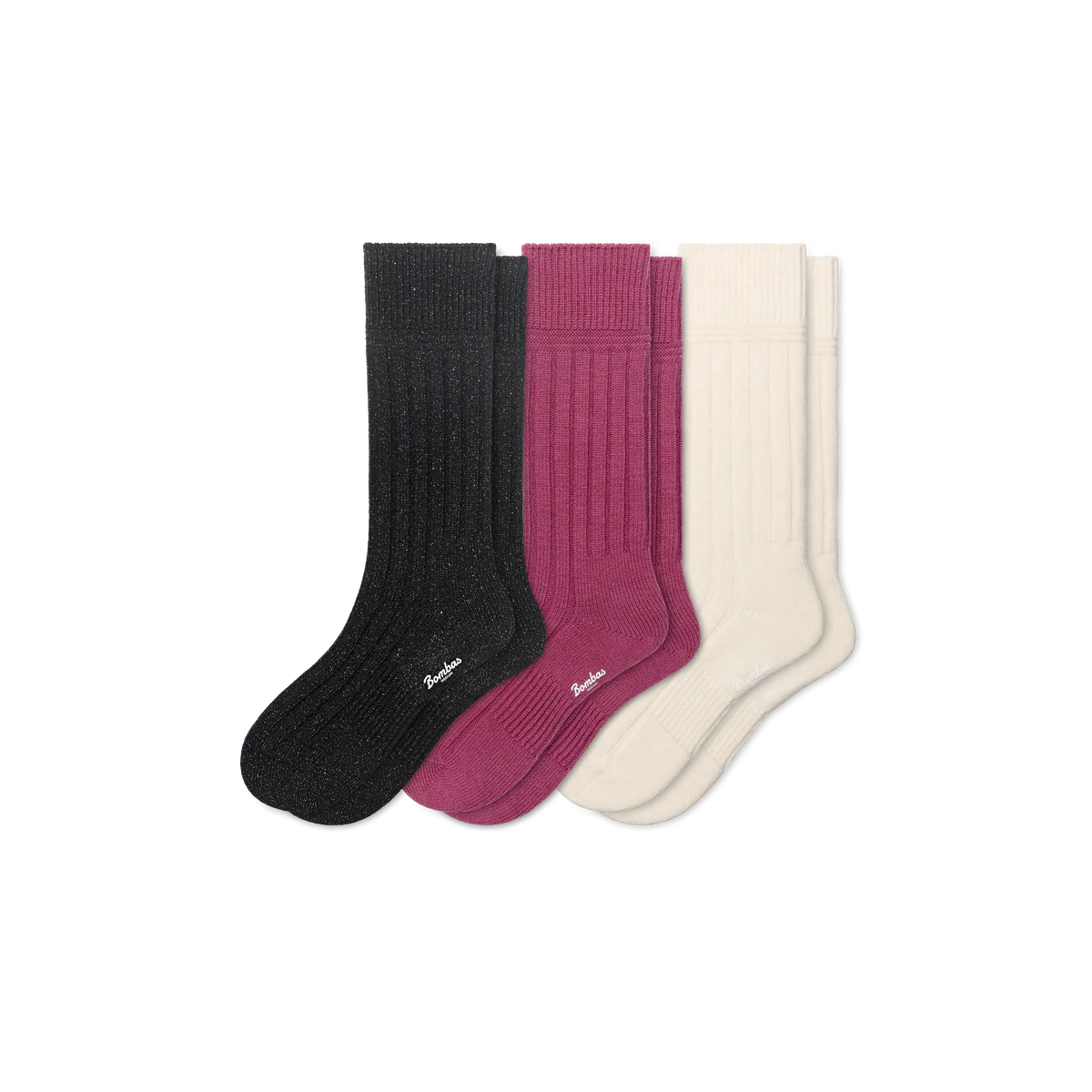 Women's Merino Cashmere Blend Rib Calf Sock 3-Pack