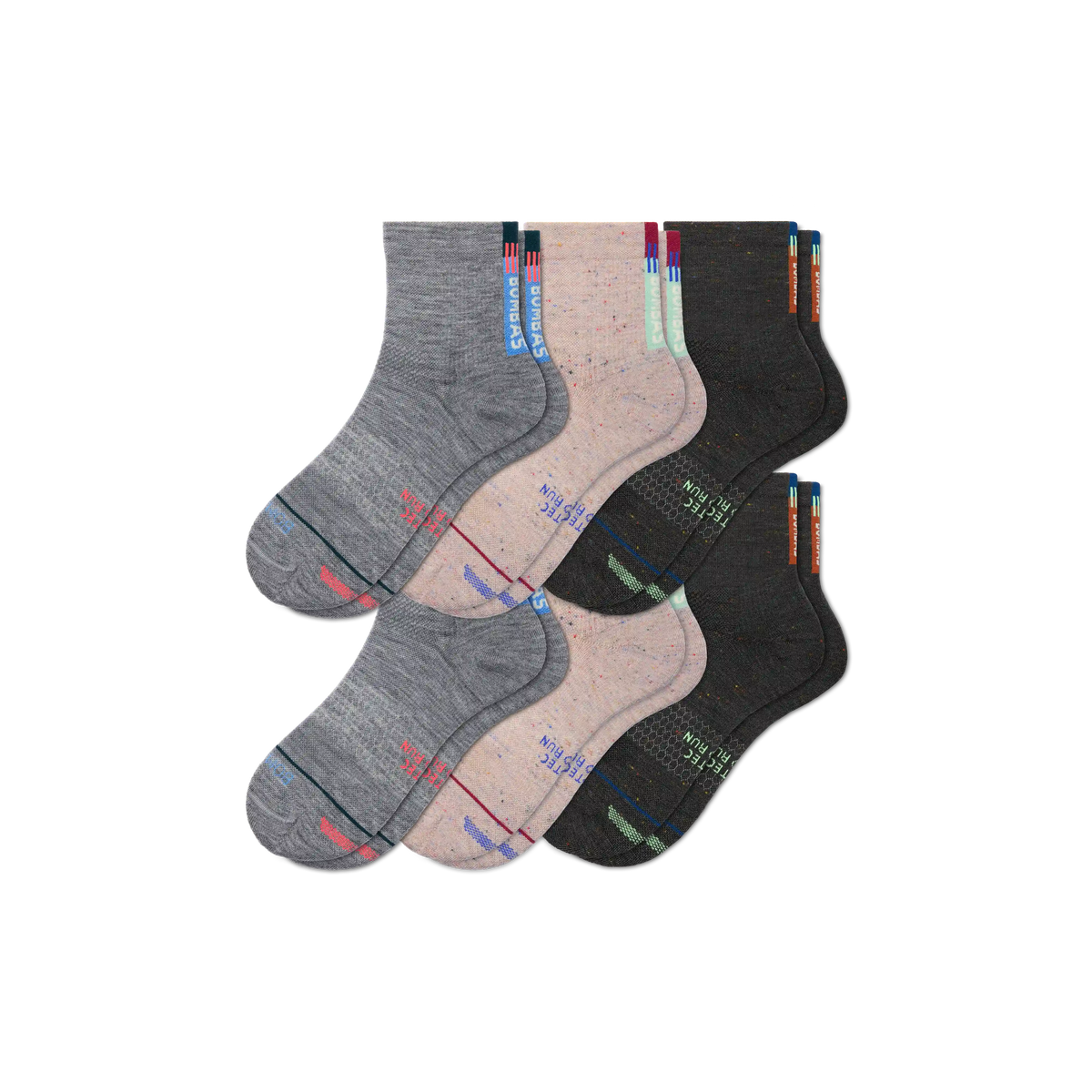 Men's Merino Wool Blend Run Quarter Sock 6-Pack