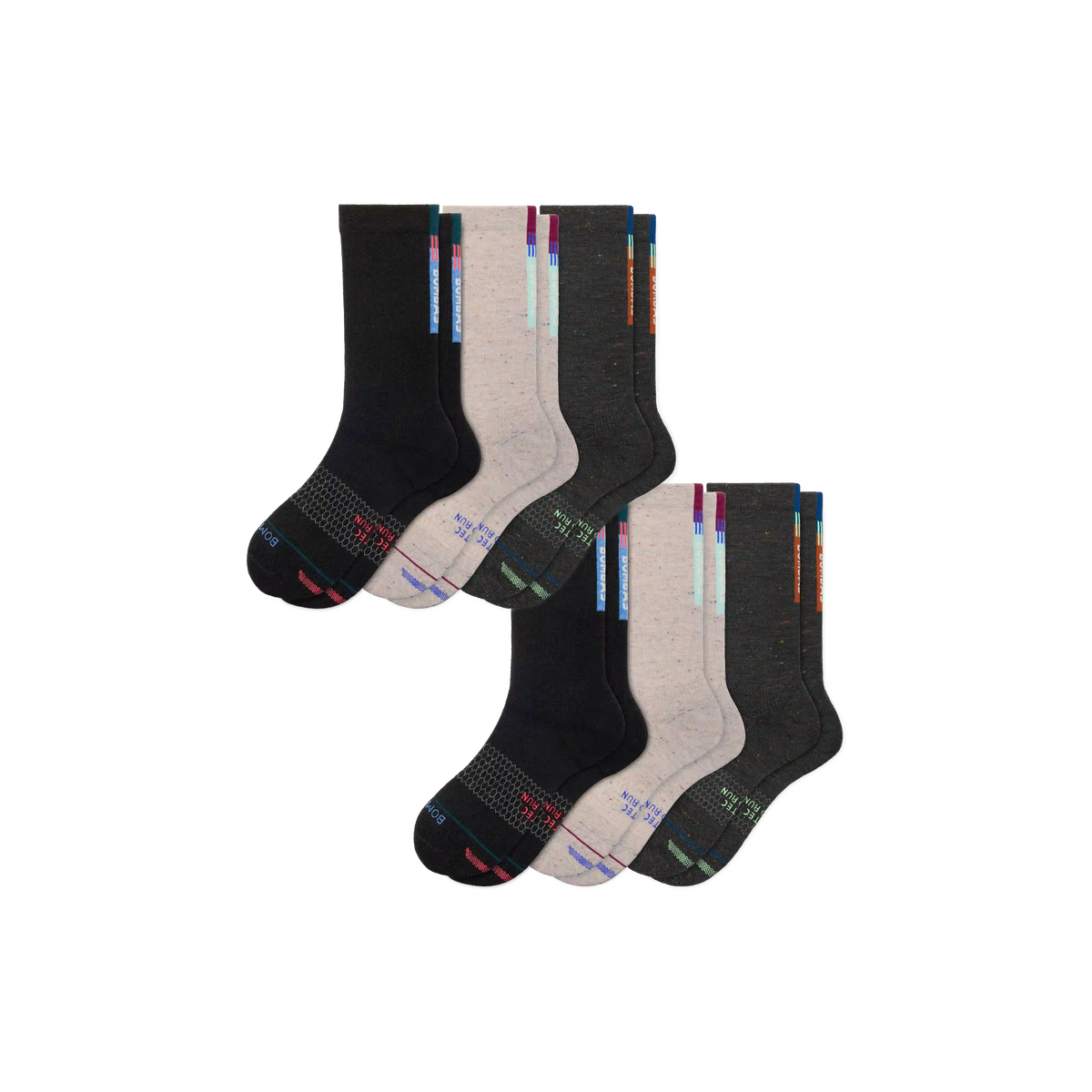 Men's Merino Wool Blend Run Calf Sock 6-Pack