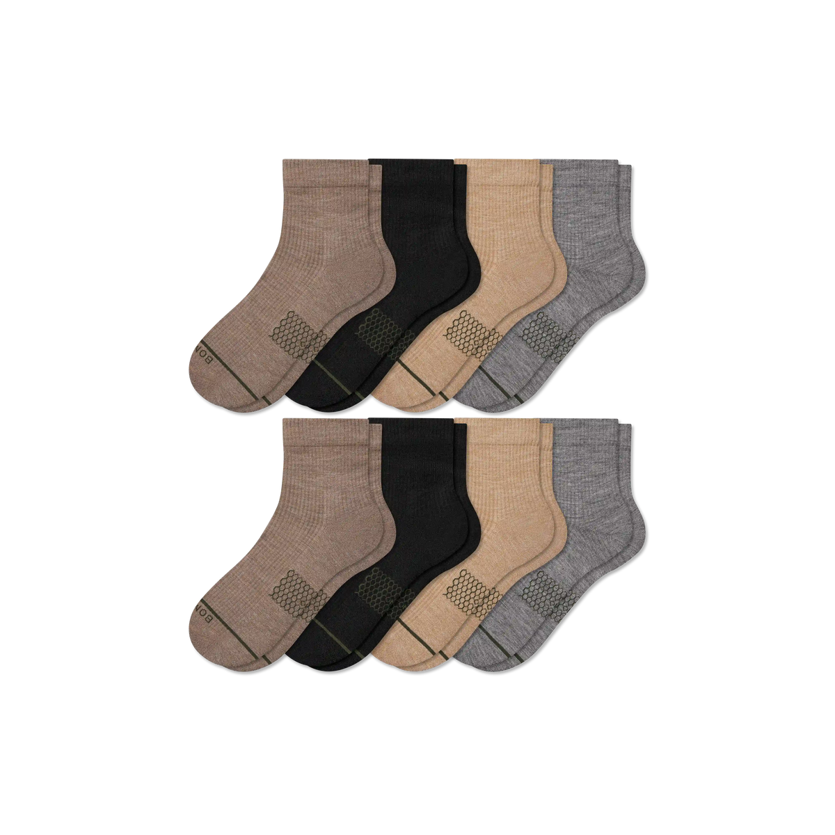 Men's Merino Wool Blend Modern Rib Quarter Sock 8-Pack